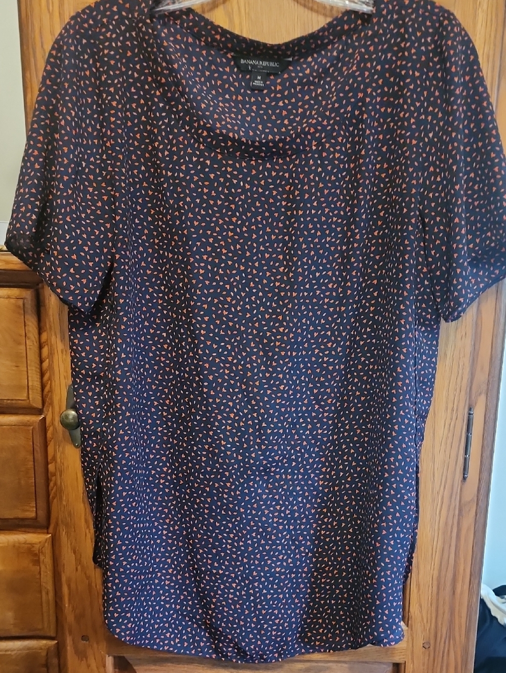 Banana Republic Navy Midi Dress with Pink Dot Pattern